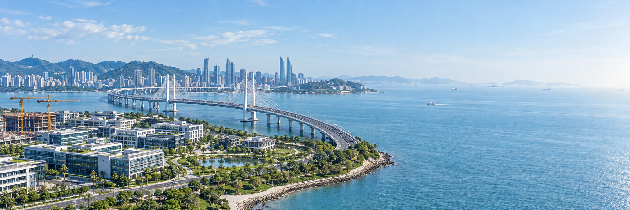 滨海城市基础设施与产业园区主题示意图